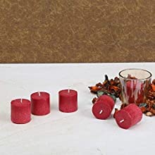 MOWIN Votive Candles Unscented Smokeless Wax Candles Set of 6 Votive Glass Candle Home Decor Small Candle 8-9 Hour (Red Votive C